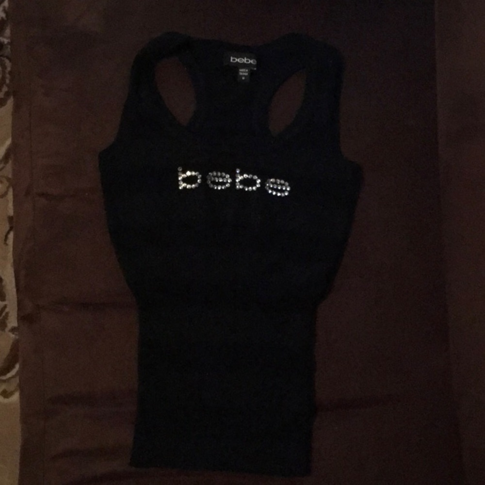 Bebe black striped racer back.